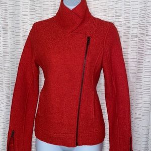Tahari moto zip up burnt orange jacket XS